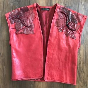 Carlo Fiori vintage red genuine leather vest